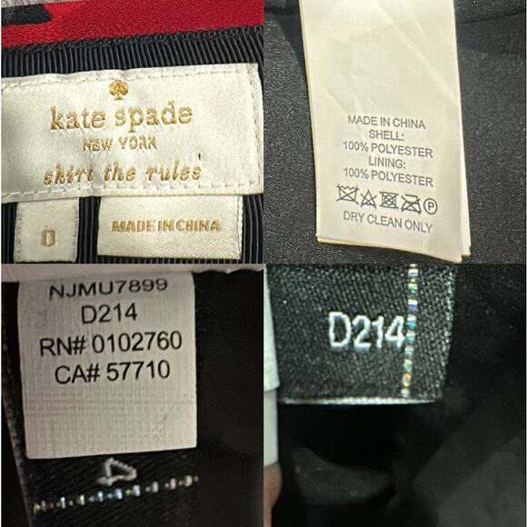 Kate Spade Red Black Poppy Print Ruffle Flounce Hem Crepe Mini Skirt Sz 0 Preppy - Picture 7 of 8